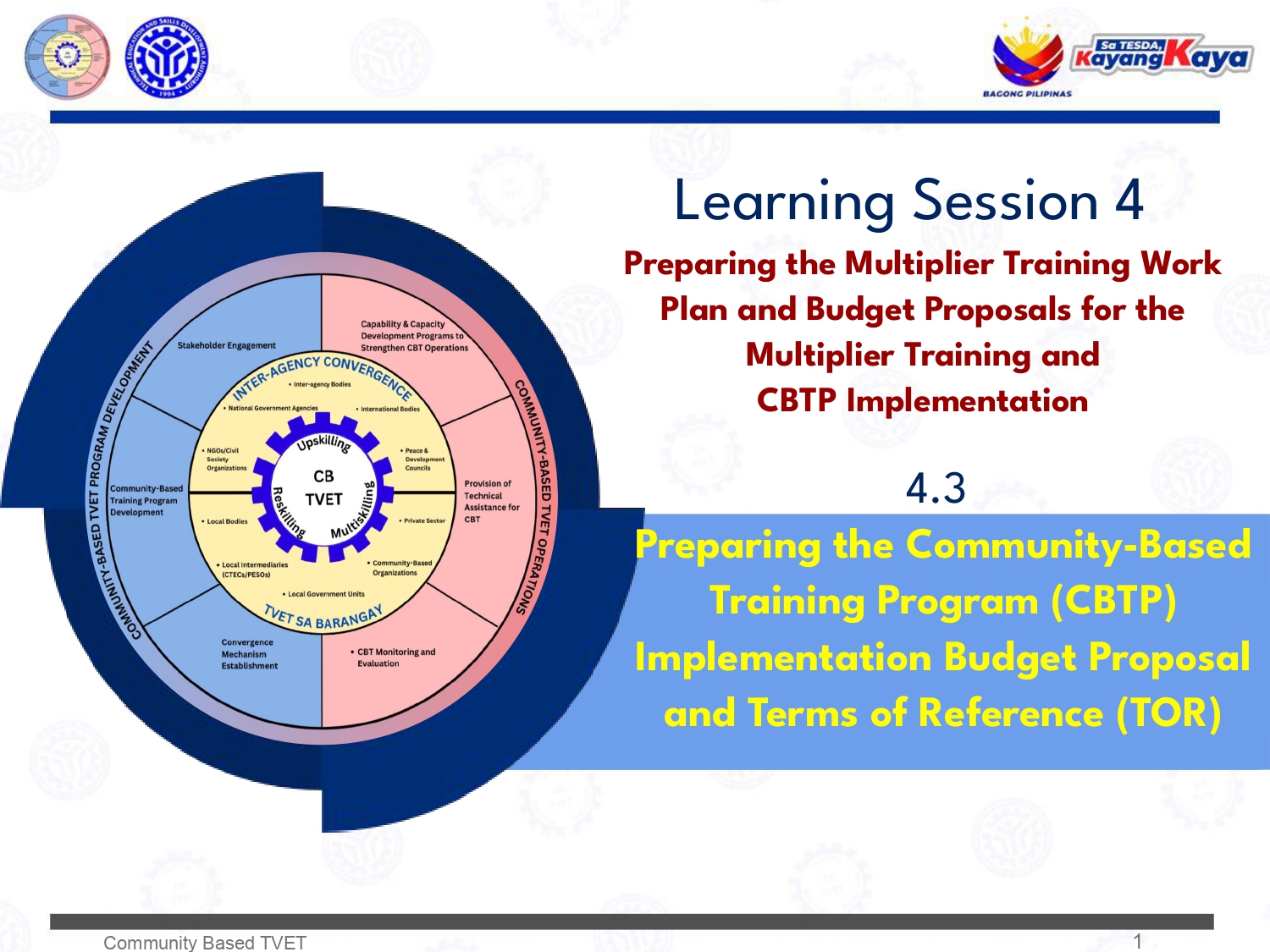 Preparing the Community-Based Training Program (CBTP) Implementation Budget Proposal and Terms of Reference (TOR)